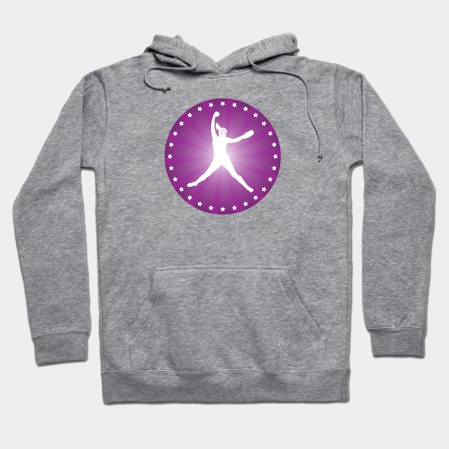 Softball Pitcher In Purple Hoodie by PureJoyCraft